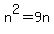 n%5E2+=+9n
