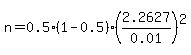 n+=+0.5%281-0.5%29%282.2627%2F0.01%29%5E2