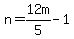 n+=+12m%2F5+-+1