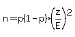 n+=+p%281-p%29%28z%2FE%29%5E2