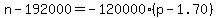 n-192000=-120000%28p-1.70%29