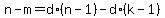 n-m=d%2A%28n-1%29-d%2A%28k-1%29