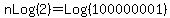 nLog%282%29+=+Log%28100000001%29