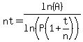 nt=ln%28A%29%2Fln%28P%281%2Bt%2Fn%29%29