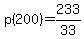 p%28200%29+=+233%2F33