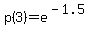 p%283%29=e%5E%28-1.5%29