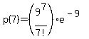 p%287%29+=+%289%5E7%2F7%21%29%2Ae%5E%28-9%29