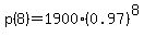 p%288%29=1900%280.97%29%5E8