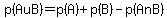 p%28A+u+B%29+=+p%28A%29+%2B+p%28B%29+-+p%28A+n+B%29