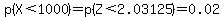 p%28X%3C1000%29+=+p%28Z%3C2.03125%29+=+0.02