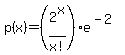 p%28x%29+=+%282%5Ex%2Fx%21%29e%5E%28-2%29