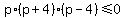 p%2A%28p%2B4%29%2A%28p-4%29%3C=0