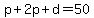 p%2B2p%2Bd=50