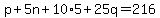 p%2B5n%2B10%2A5%2B25q=216