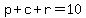 p%2Bc%2Br=10