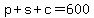 p%2Bs%2Bc=600