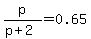 p%2F%28p%2B2%29=0.65