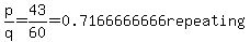 p%2Fq=43%2F60=0.7166666666repeating