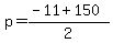 p=%28-11%2B150%29%2F2