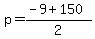 p=%28-9%2B150%29%2F2