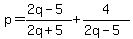 p=%282q-5%29%2F%282q%2B5%29%2B4%2F%282q-5%29