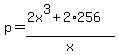 p=%282x%5E3%2B2%2A256%29%2Fx