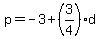 p=-3%2B%283%2F4%29d