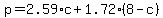 p=2.59%2Ac%2B1.72%288-c%29