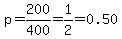 p=200%2F400=1%2F2=0.50