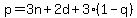 p=3n%2B2d%2B3%2A%281-q%29