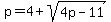 p=4%2Bsqrt%284p-11%29