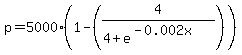 p=5000%281-%284%2F%284%2Be%5E%28-0.002x%29%29%29%29