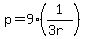 p=9%281%2F%283r%29%29