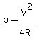 p=V%5E2%2F%284R%29