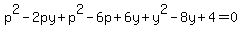 p%5E2-2py+%2B+p%5E2-6p%2B6y%2By%5E2-8y%2B4=0