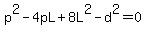 p%5E2-4pL%2B8L%5E2-d%5E2=0