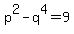 p%5E2-q%5E4=9