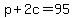 p+%2B+2c+=+95