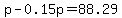 p-0.15p=88.29