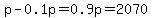 p-0.1p=0.9p=2070