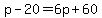 p-20=6p%2B60