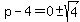 p-4=0%2B-sqrt%284%29