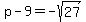 p-9+=+-sqrt%2827%29