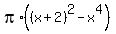 pi%2A%28%28x%2B2%29%5E2+-+x%5E4%29