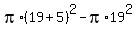 pi%2A%2819%2B5%29%5E2-pi%2A19%5E2