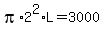 pi%2A2%5E2%2AL+=+3000