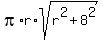 pi%2Ar%2Asqrt%28r%5E2%2B8%5E2%29