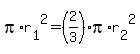 pi%2Ar%5B1%5D%5E2=%282%2F3%29+pi%2Ar%5B2%5D%5E2