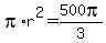 pi%2Ar%5E2=500pi%2F3