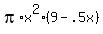 pi%2Ax%5E2%2A%289-.5x%29
